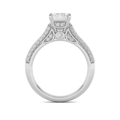 2.5CTW Emerald Shaped Lab Grown Diamond (F/VS) Hidden Halo Accented Engagement Ring in 14K Gold