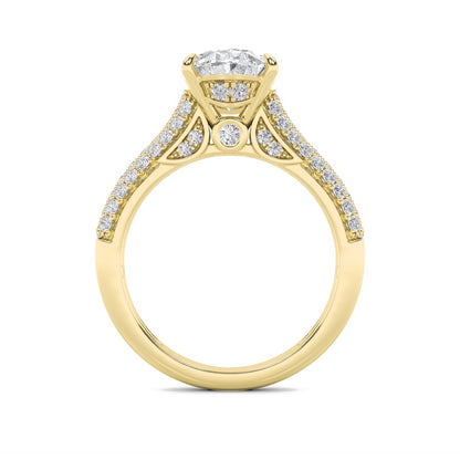 1.5CTW Oval Shaped Lab Grown Diamond (F/VS) Hidden Halo Accented Engagement Ring in 14K Gold