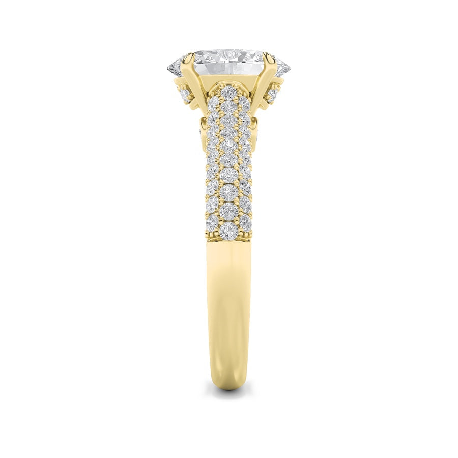 1.5CTW Oval Shaped Lab Grown Diamond (F/VS) Hidden Halo Accented Engagement Ring in 14K Gold