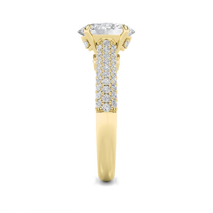 1.5CTW Oval Shaped Lab Grown Diamond (F/VS) Hidden Halo Accented Engagement Ring in 14K Gold