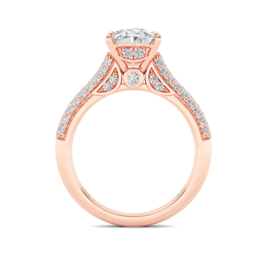 1.5CTW Oval Shaped Lab Grown Diamond (F/VS) Hidden Halo Accented Engagement Ring in 14K Gold