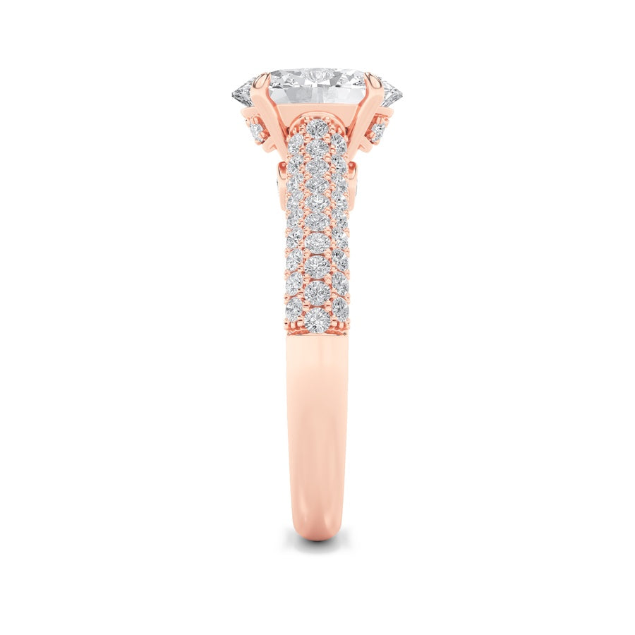 1.5CTW Oval Shaped Lab Grown Diamond (F/VS) Hidden Halo Accented Engagement Ring in 14K Gold