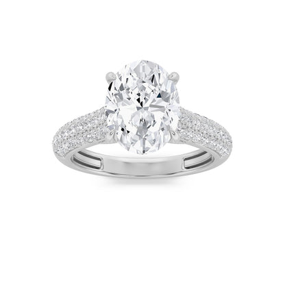 2.5CTW Oval Shaped Lab Grown Diamond (F/VS) Hidden Halo Accented Engagement Ring in 14K Gold