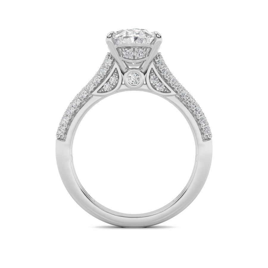 2.5CTW Oval Shaped Lab Grown Diamond (F/VS) Hidden Halo Accented Engagement Ring in 14K Gold