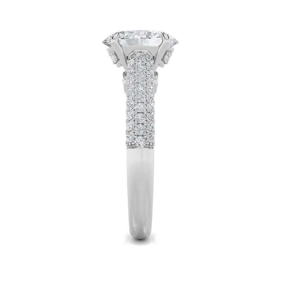 2.5CTW Oval Shaped Lab Grown Diamond (F/VS) Hidden Halo Accented Engagement Ring in 14K Gold
