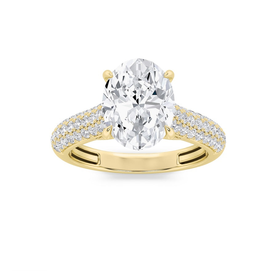 2.5CTW Oval Shaped Lab Grown Diamond (F/VS) Hidden Halo Accented Engagement Ring in 14K Gold