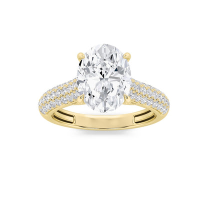 2.5CTW Oval Shaped Lab Grown Diamond (F/VS) Hidden Halo Accented Engagement Ring in 14K Gold