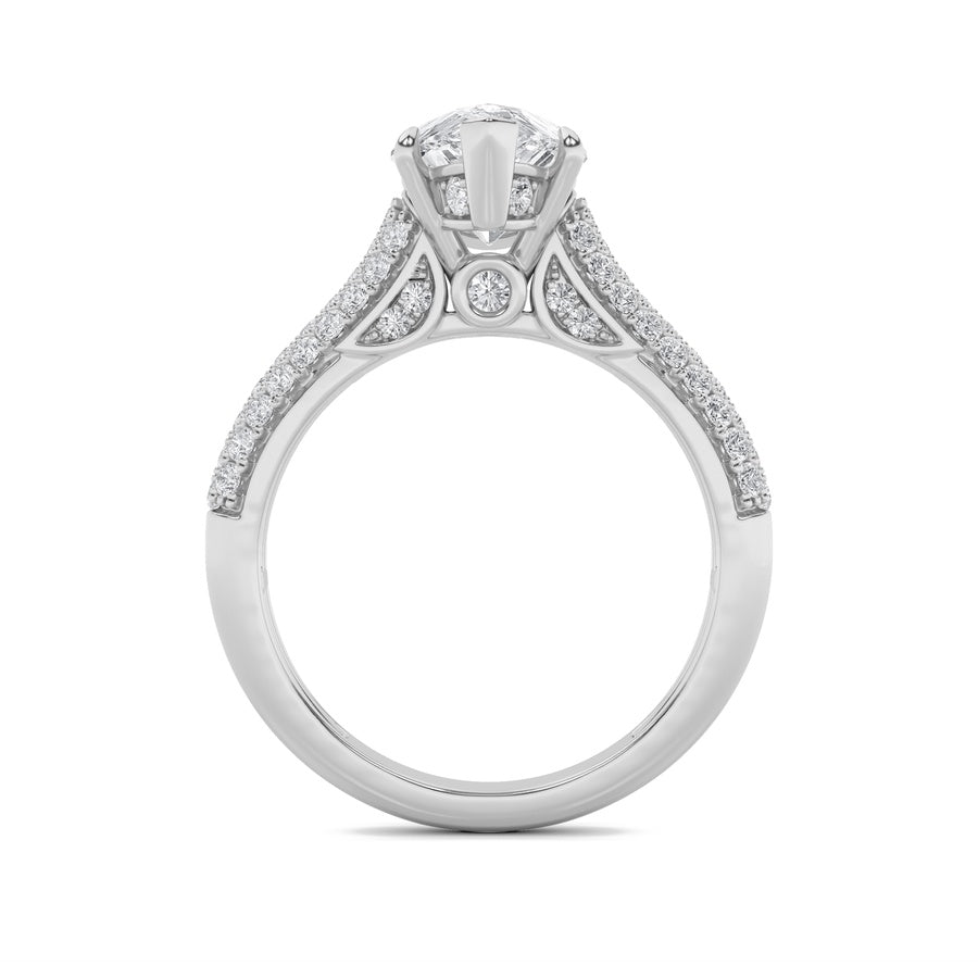 2.5CTW Pear Shaped Lab Grown Diamond (F/VS) Hidden Halo Accented Engagement Ring in 14K Gold