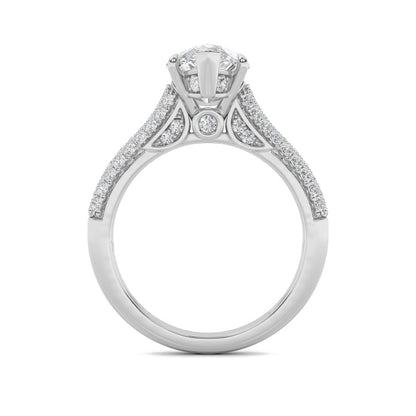 2.5CTW Pear Shaped Lab Grown Diamond (F/VS) Hidden Halo Accented Engagement Ring in 14K Gold
