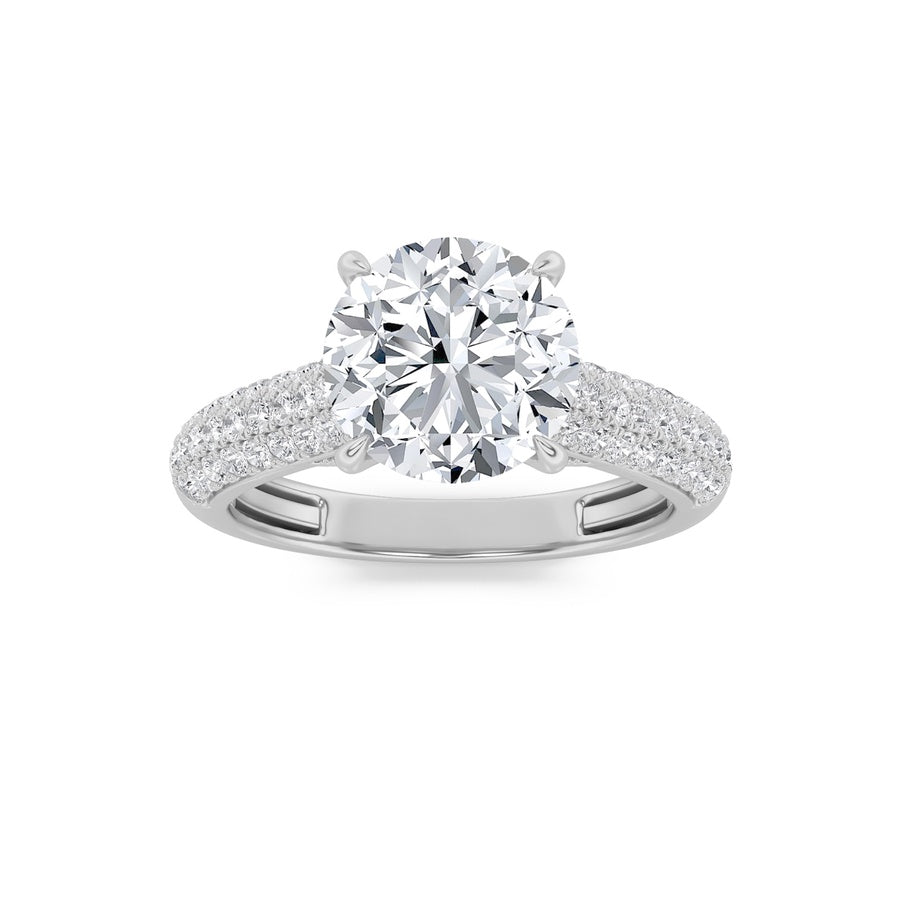 1.5CTW Round Shaped Lab Grown Diamond (F/VS) Hidden Halo Accented Engagement Ring in 14K Gold