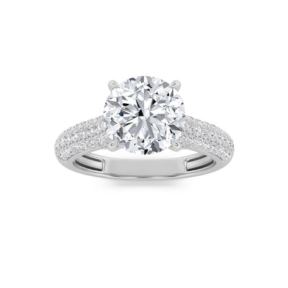 1.5CTW Round Shaped Lab Grown Diamond (F/VS) Hidden Halo Accented Engagement Ring in 14K Gold