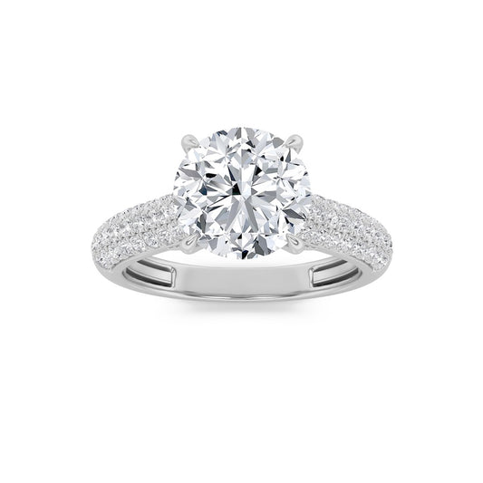 1.5CTW Round Shaped Lab Grown Diamond (F/VS) Hidden Halo Accented Engagement Ring in 14K Gold