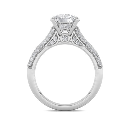 1.5CTW Round Shaped Lab Grown Diamond (F/VS) Hidden Halo Accented Engagement Ring in 14K Gold