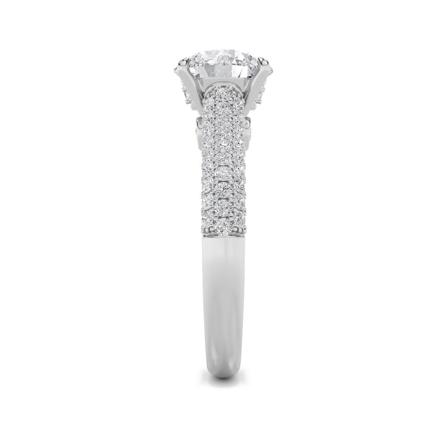1.5CTW Round Shaped Lab Grown Diamond (F/VS) Hidden Halo Accented Engagement Ring in 14K Gold