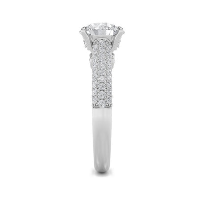 1.5CTW Round Shaped Lab Grown Diamond (F/VS) Hidden Halo Accented Engagement Ring in 14K Gold