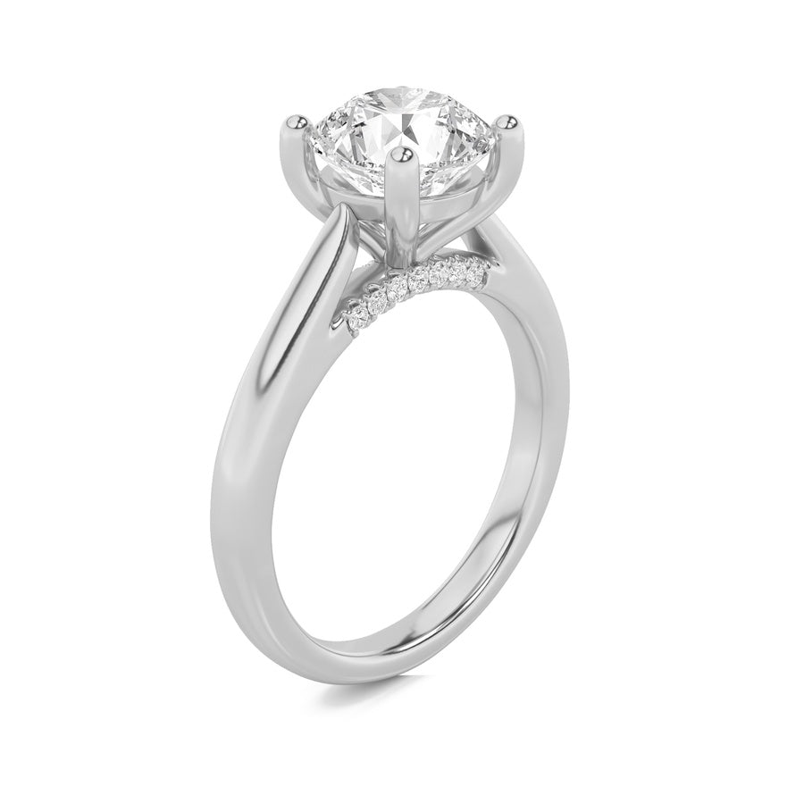 1CTW Round Shaped Lab Grown Diamond (F/VS) Accented Enagement Ring in 14K Gold