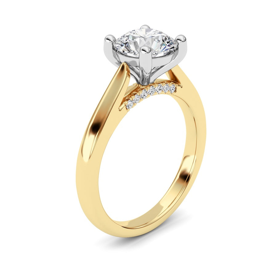 2CTW Round Shaped Lab Grown Diamond (G/VS) Accented Enagement Ring in 14K Gold