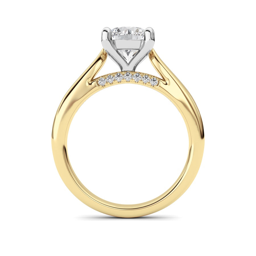 2CTW Round Shaped Lab Grown Diamond (G/VS) Accented Enagement Ring in 14K Gold