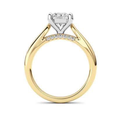 2CTW Round Shaped Lab Grown Diamond (G/VS) Accented Enagement Ring in 14K Gold