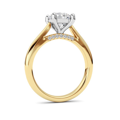 2CTW Round Shaped Lab Grown Diamond (G/VS) Accented Enagement Ring in 14K Gold