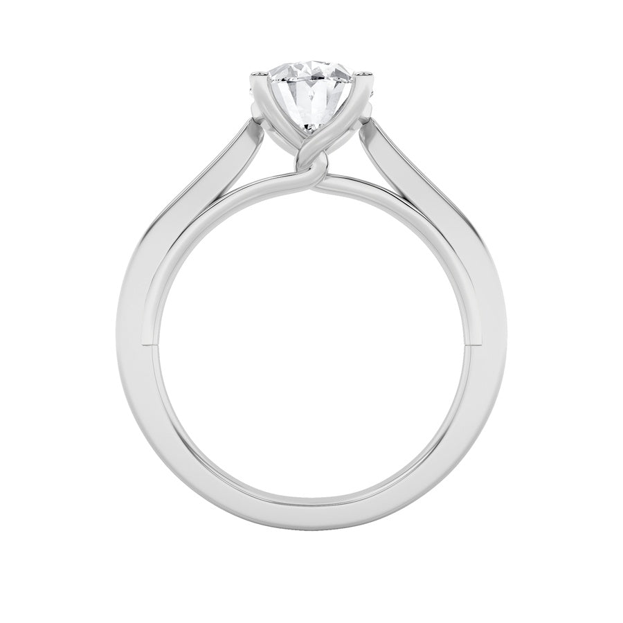 3CTW Oval Shaped Lab Grown Diamond (G/VS) Twisted Basket Cathedral Shank Solitaire Ring in 14K Gold