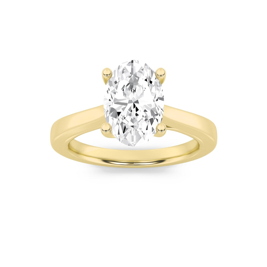 3CTW Oval Shaped Lab Grown Diamond (G/VS) Twisted Basket Cathedral Shank Solitaire Ring in 14K Gold