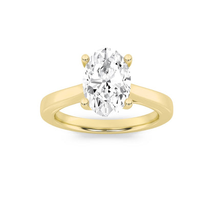 3CTW Oval Shaped Lab Grown Diamond (G/VS) Twisted Basket Cathedral Shank Solitaire Ring in 14K Gold