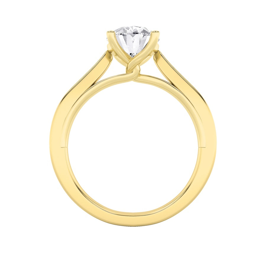 3CTW Oval Shaped Lab Grown Diamond (G/VS) Twisted Basket Cathedral Shank Solitaire Ring in 14K Gold