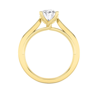 3CTW Oval Shaped Lab Grown Diamond (G/VS) Twisted Basket Cathedral Shank Solitaire Ring in 14K Gold