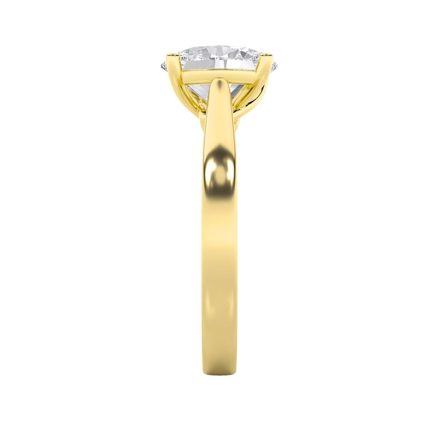 3CTW Oval Shaped Lab Grown Diamond (G/VS) Twisted Basket Cathedral Shank Solitaire Ring in 14K Gold