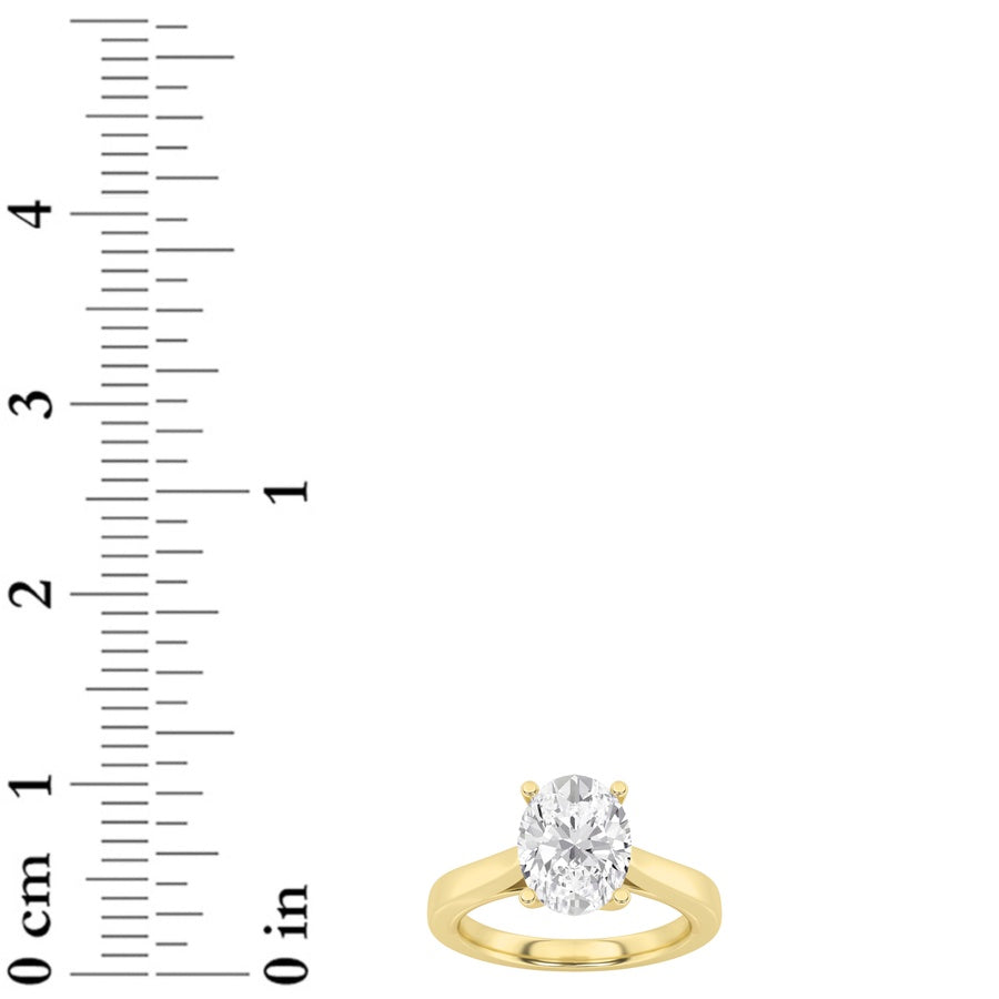 3CTW Oval Shaped Lab Grown Diamond (G/VS) Twisted Basket Cathedral Shank Solitaire Ring in 14K Gold