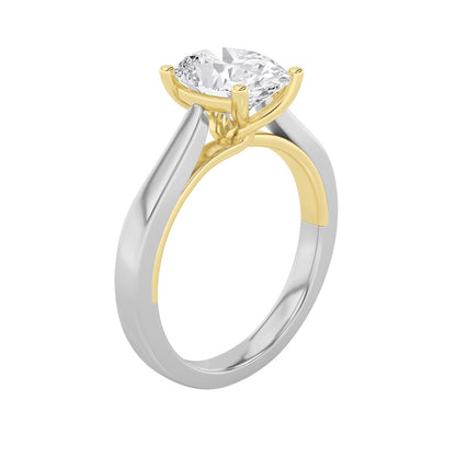 3CTW Oval Shaped Lab Grown Diamond (G/VS) Twisted Basket Cathedral Shank Solitaire Ring in 14K Gold
