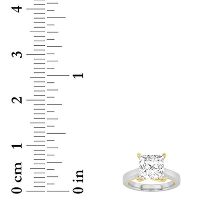 2CTW Princess Shaped Lab Grown Diamond (F/VS) Two Tone Twisted Basket Cathedral Shank Solitaire Ring in 14K Gold