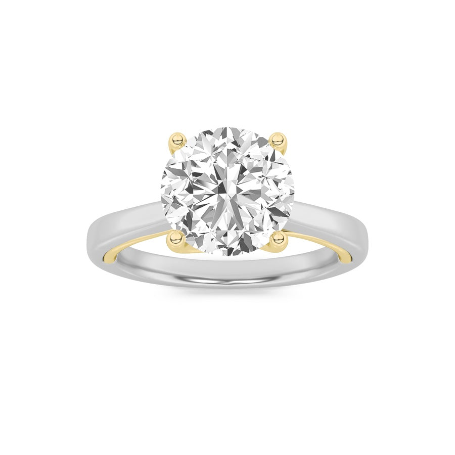 1CTW Round Shaped Lab Grown Diamond (F/VS) Two Tone Twisted Basket Cathedral Shank Solitaire Ring in 14K Gold