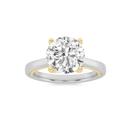 1CTW Round Shaped Lab Grown Diamond (F/VS) Two Tone Twisted Basket Cathedral Shank Solitaire Ring in 14K Gold