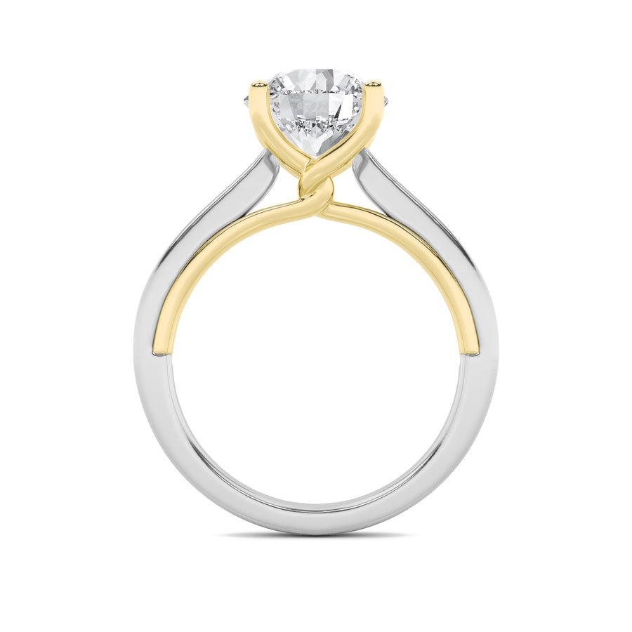 1CTW Round Shaped Lab Grown Diamond (F/VS) Two Tone Twisted Basket Cathedral Shank Solitaire Ring in 14K Gold