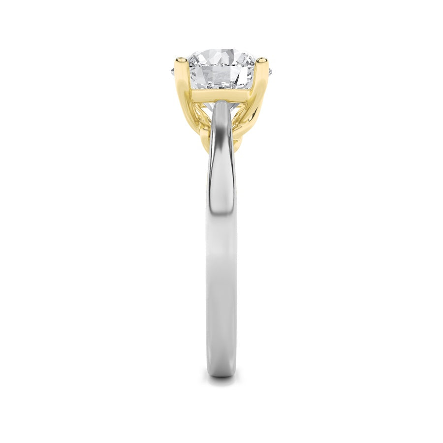 1CTW Round Shaped Lab Grown Diamond (F/VS) Two Tone Twisted Basket Cathedral Shank Solitaire Ring in 14K Gold