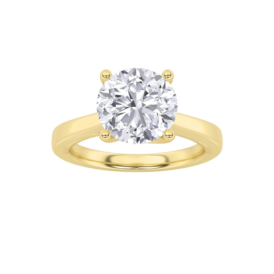 3CTW Round Shaped Lab Grown Diamond (G/VS) Twisted Basket Cathedral Shank Solitaire Ring in 14K Gold