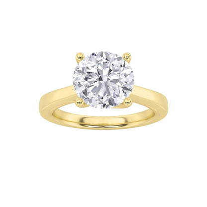 3CTW Round Shaped Lab Grown Diamond (G/VS) Twisted Basket Cathedral Shank Solitaire Ring in 14K Gold