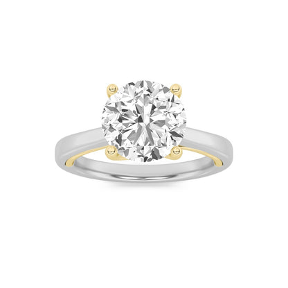 3CTW Round Shaped Lab Grown Diamond (G/VS) Twisted Basket Cathedral Shank Solitaire Ring in 14K Gold