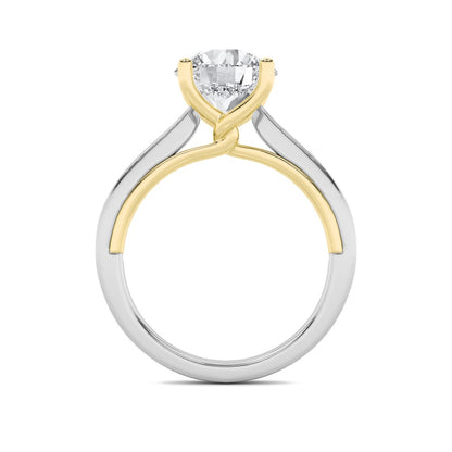 3CTW Round Shaped Lab Grown Diamond (G/VS) Twisted Basket Cathedral Shank Solitaire Ring in 14K Gold