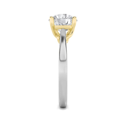 3CTW Round Shaped Lab Grown Diamond (G/VS) Twisted Basket Cathedral Shank Solitaire Ring in 14K Gold