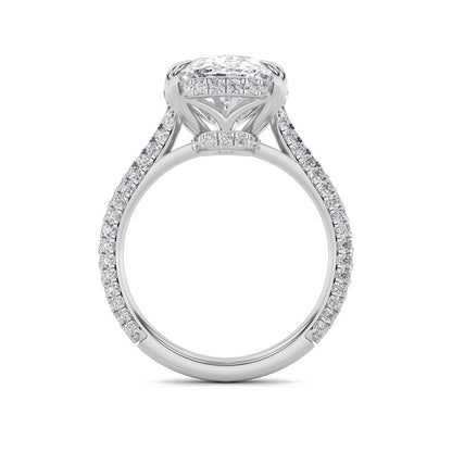 7CTW Oval Shaped Lab Grown Diamond (F/VS) Bold Statement Accented Ring in 14K Gold