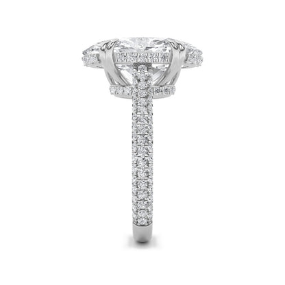 7CTW Oval Shaped Lab Grown Diamond (F/VS) Bold Statement Accented Ring in 14K Gold