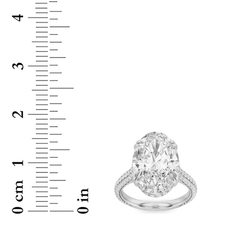 7CTW Oval Shaped Lab Grown Diamond (F/VS) Bold Statement Accented Ring in 14K Gold