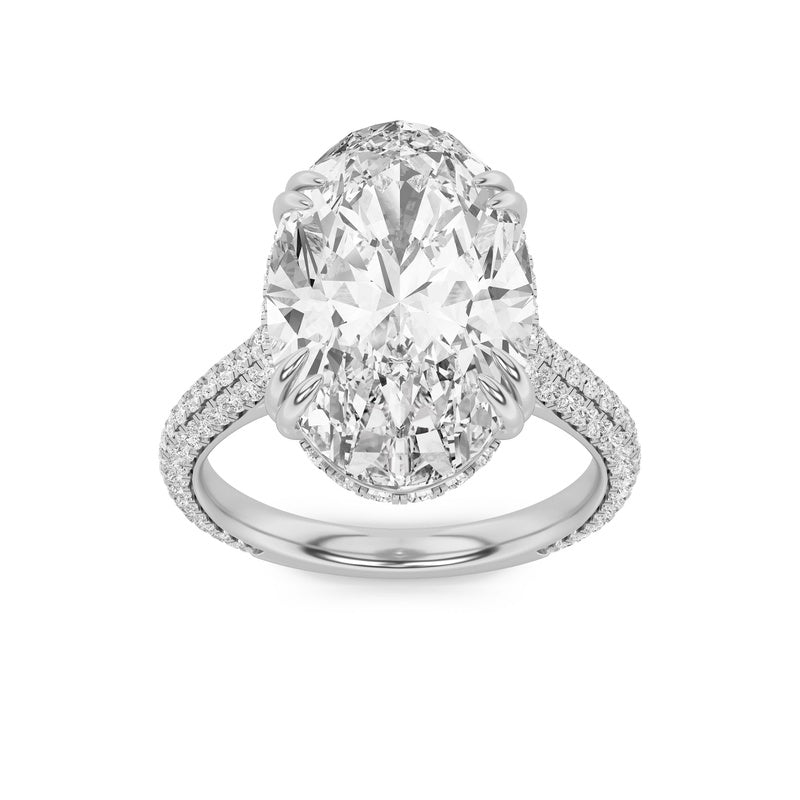 7CTW Oval Shaped Lab Grown Diamond (F/VS) Bold Statement Accented Ring in 14K Gold