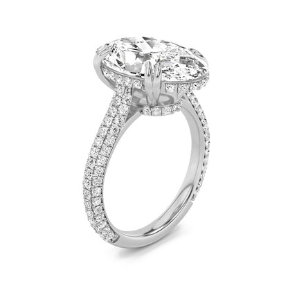 7CTW Oval Shaped Lab Grown Diamond (F/VS) Bold Statement Accented Ring in 14K Gold