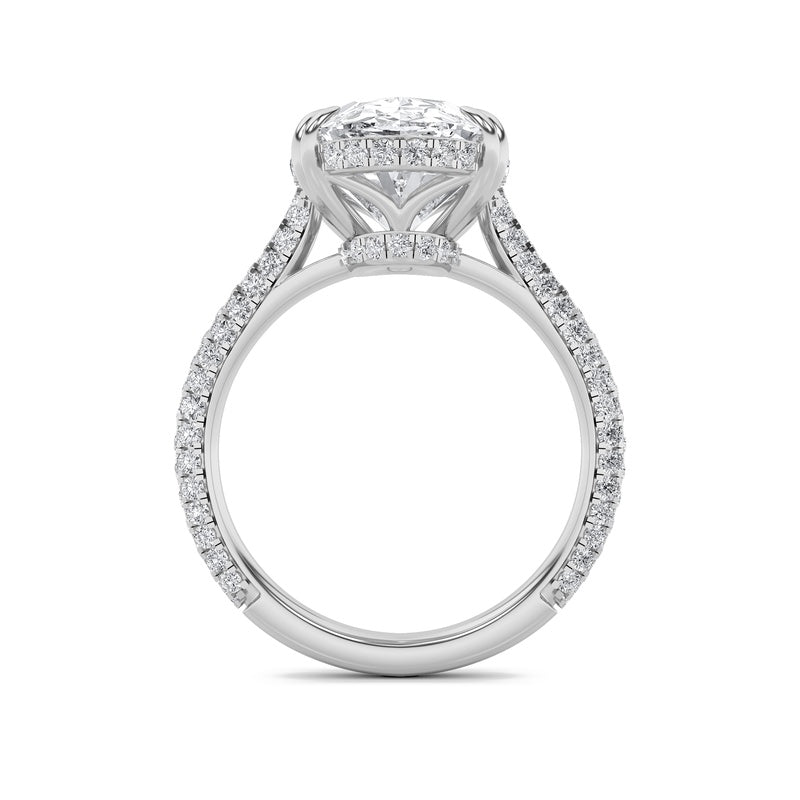 7CTW Oval Shaped Lab Grown Diamond (F/VS) Bold Statement Accented Ring in 14K Gold
