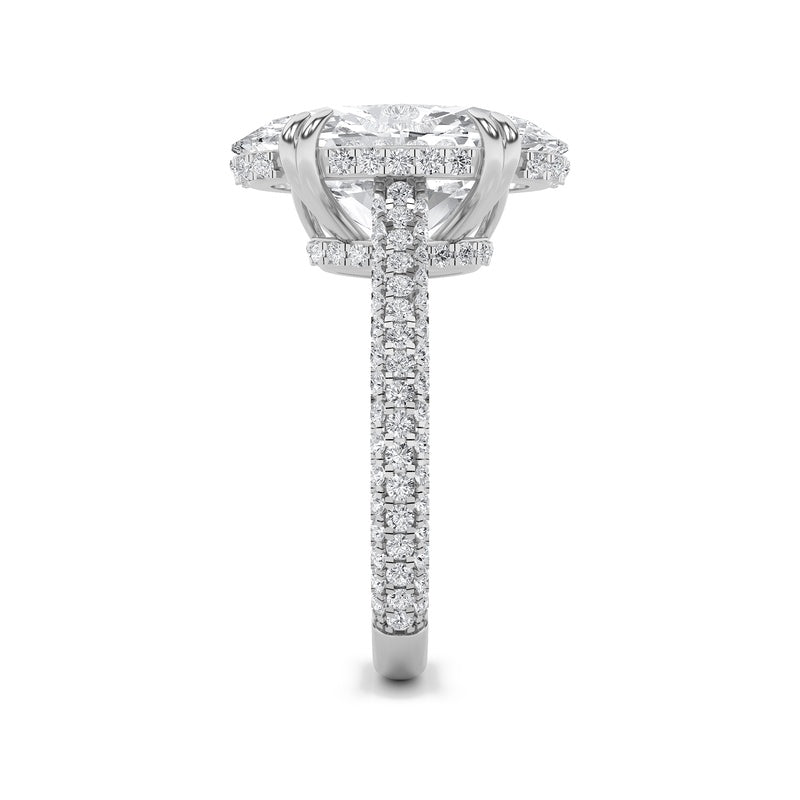 7CTW Oval Shaped Lab Grown Diamond (F/VS) Bold Statement Accented Ring in 14K Gold