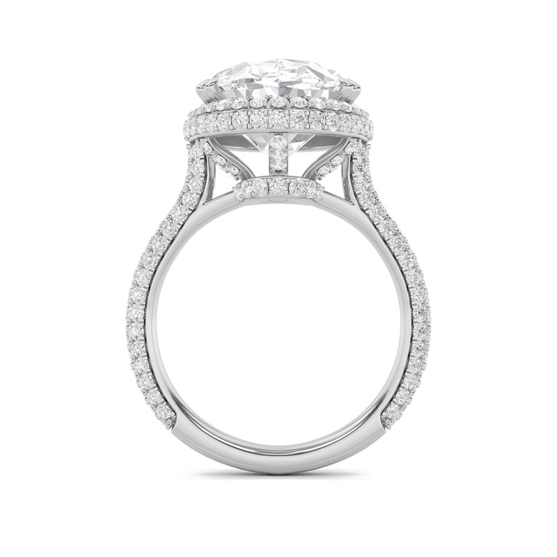 7.5CTW Oval Shaped Lab Grown Diamond (F/VS) Bold Statement Accented Ring in 14K Gold